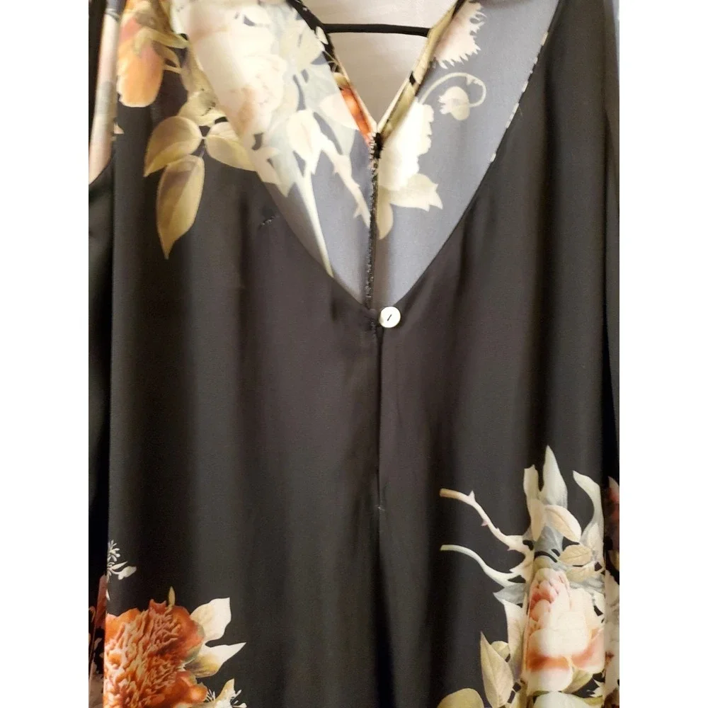 Flora‎ by Flora Nikrooz Small Slip Sleep Romper Jumper Black Floral Romantic